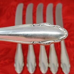 6X DK WMF 2200 Germany Dinner Knives Friodur Scroll Silverplate Flatware 10"